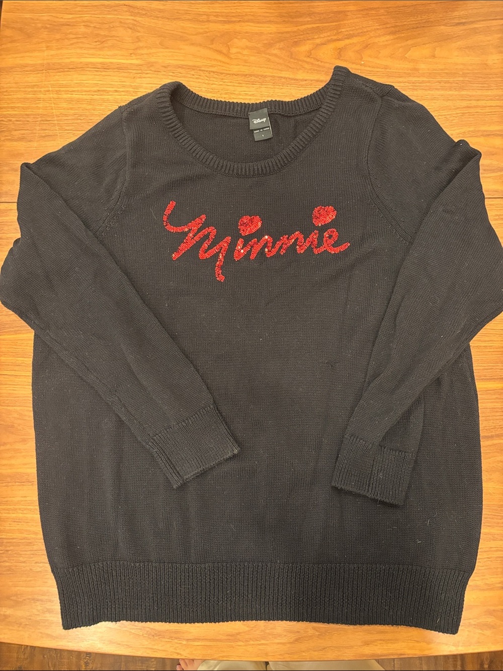 Disney/Torrid Black Crewneck Sweater with Red 'Minnie'